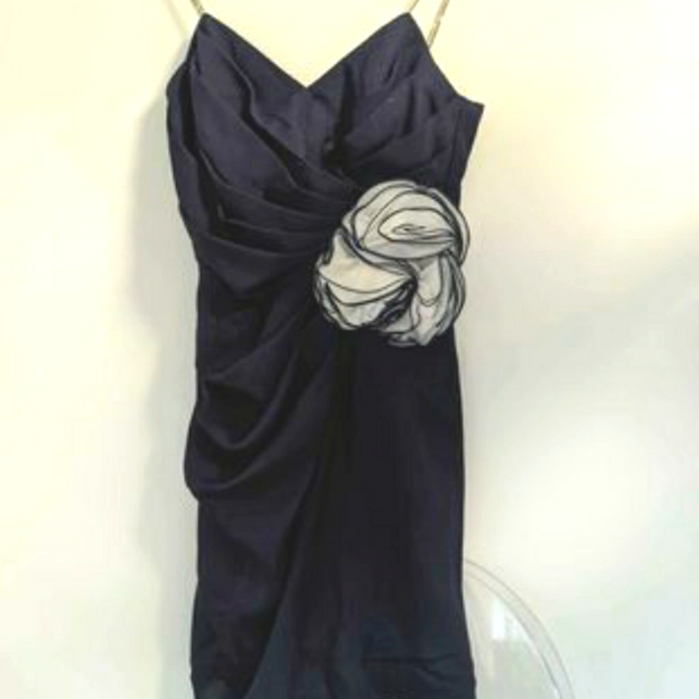 Vintage cocktail dress with rhinestone straps riches dress with flower chiffon